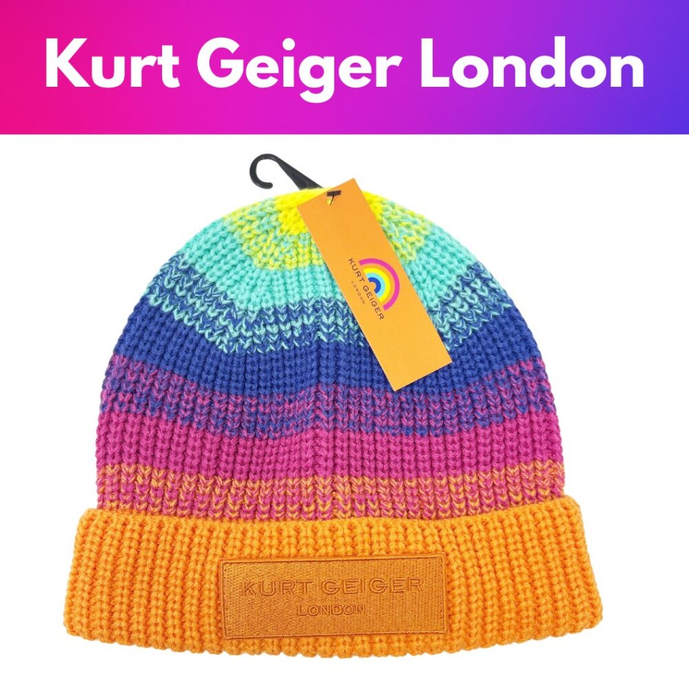 Kurt Geiger London Rainbow Beanie Hat